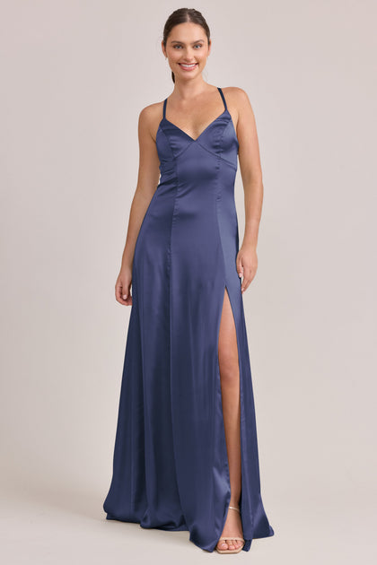 Karsyn Satin Dress | Made To Order | Indie Blue