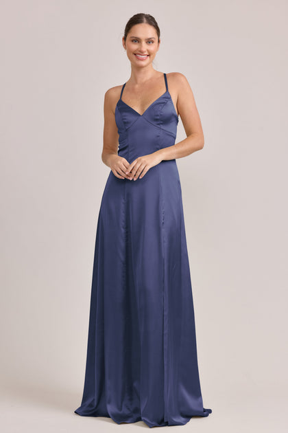 Karsyn Satin Dress | Made To Order | Indie Blue