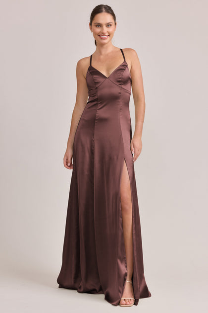 Karsyn Satin Dress | Made To Order | Mahogany
