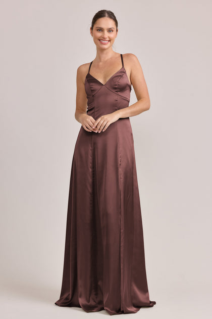 Karsyn Satin Dress | Made To Order | Mahogany