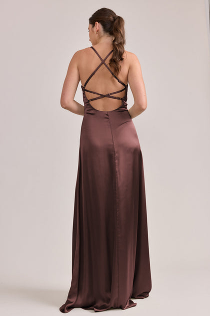 Karsyn Satin Dress | Made To Order | Mahogany