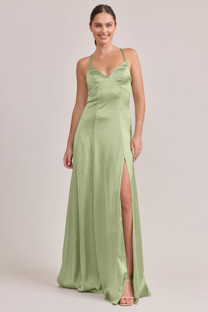 Karsyn Satin Dress | Made To Order | Matcha