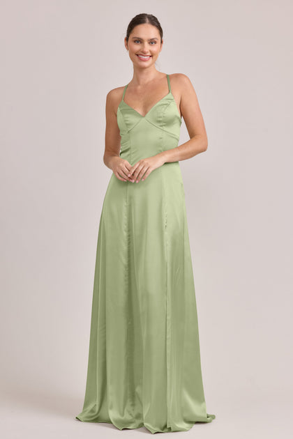 Karsyn Satin Dress | Made To Order | Matcha
