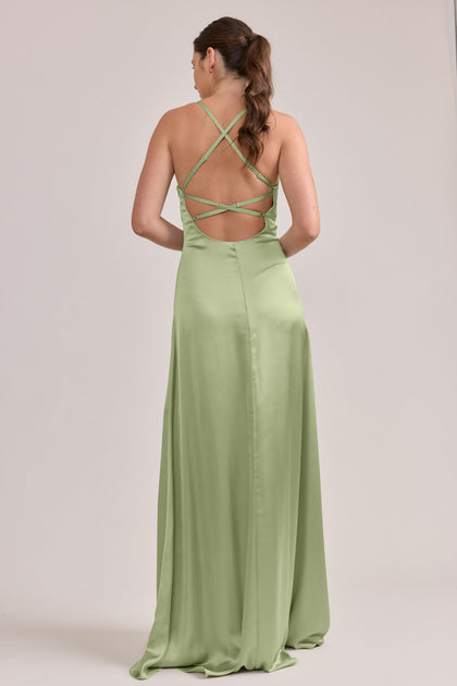 Karsyn Satin Dress | Made To Order | Matcha