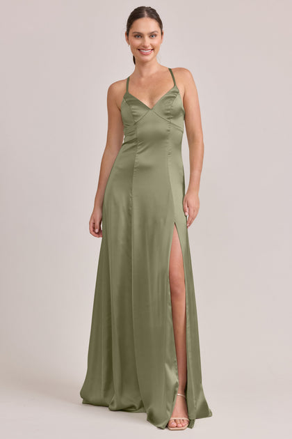 Karsyn Satin Dress | Made To Order | Moss