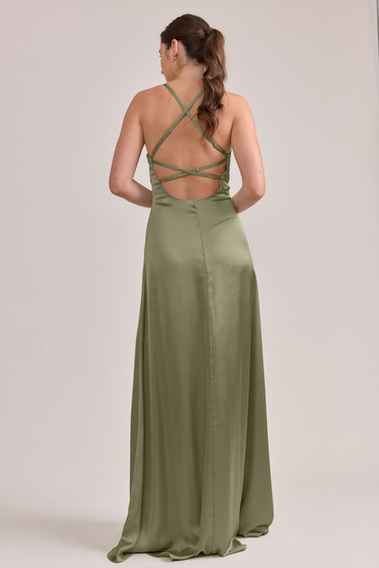 Karsyn Satin Dress | Made To Order | Moss