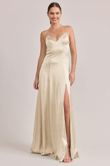 Karsyn Satin Dress | Made To Order | Pale Yellow