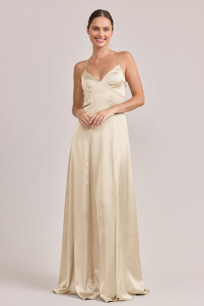 Karsyn Satin Dress | Made To Order | Pale Yellow