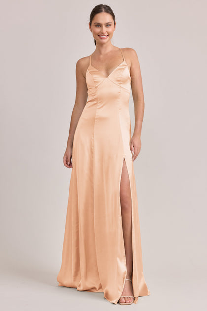 Karsyn Satin Dress | Made To Order | Peach