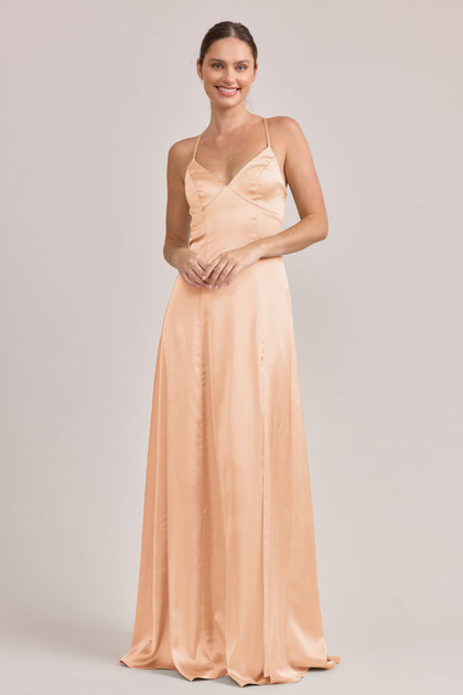 Karsyn Satin Dress | Made To Order | Peach