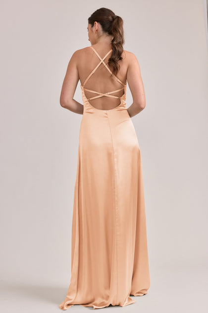 Karsyn Satin Dress | Made To Order | Peach