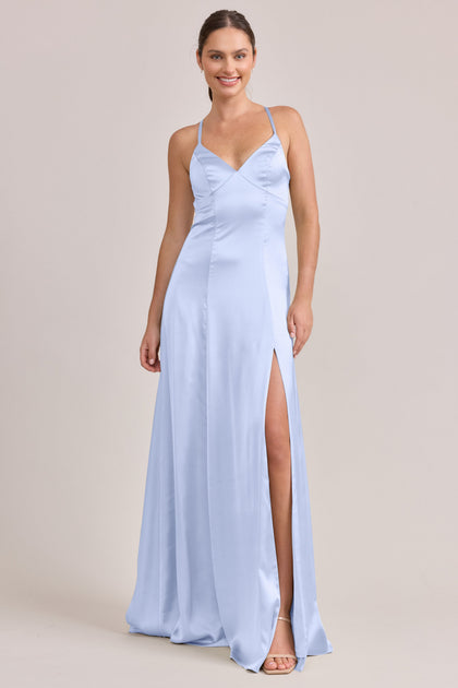 Karsyn Satin Dress | Made To Order | Periwinkle
