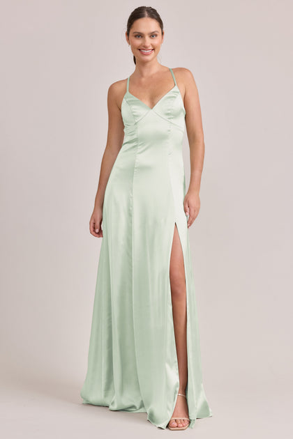 Karsyn Satin Dress | Made To Order | Pistachio