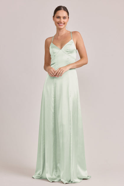 Karsyn Satin Dress | Made To Order | Pistachio