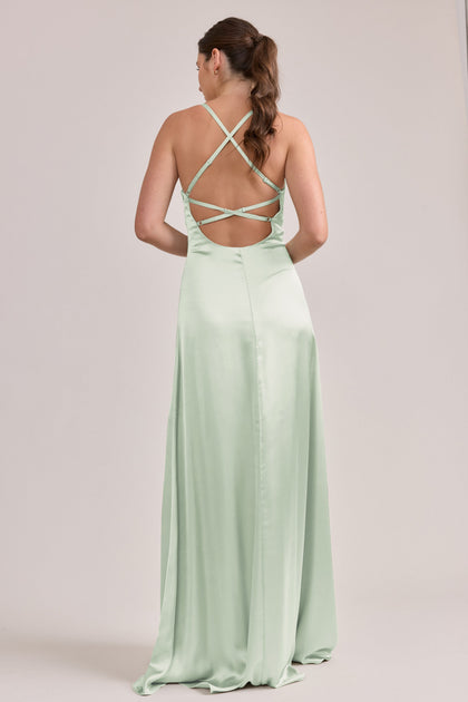 Karsyn Satin Dress | Made To Order | Pistachio