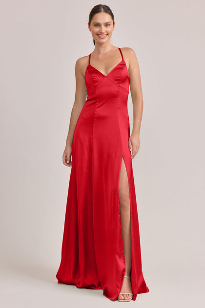 Karsyn Satin Dress | Made To Order | Poppy Red