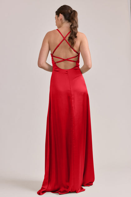 Karsyn Satin Dress | Made To Order | Poppy Red