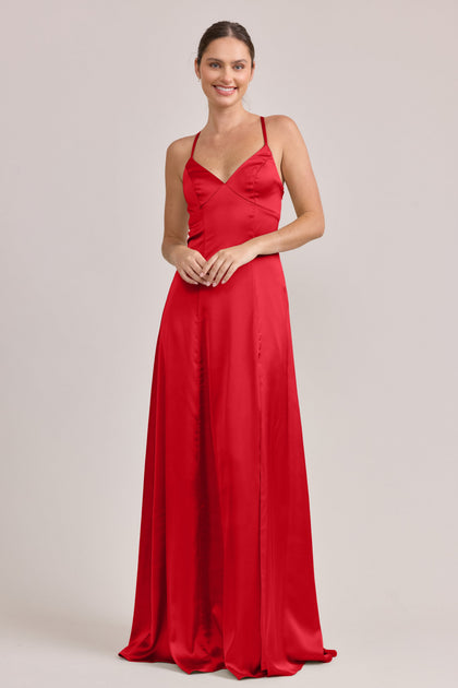 Karsyn Satin Dress | Made To Order | Poppy Red