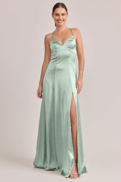 Karsyn Satin Dress | Made To Order | Sage
