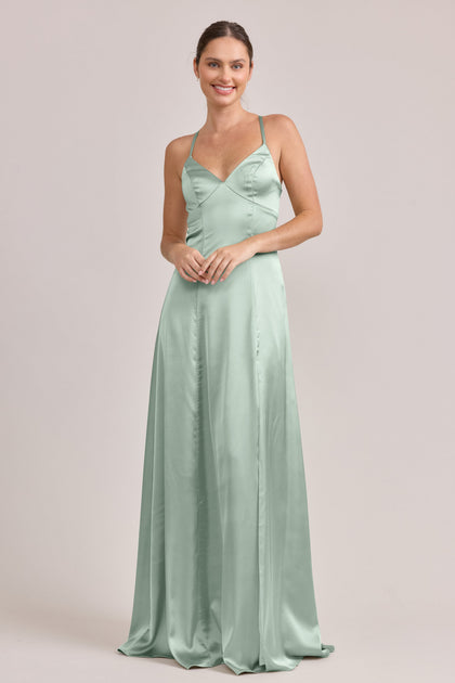 Karsyn Satin Dress | Made To Order | Sage