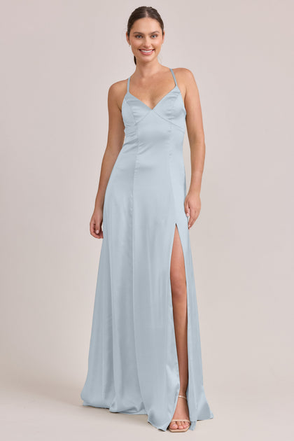 Karsyn Satin Dress | Made To Order | Sky Blue