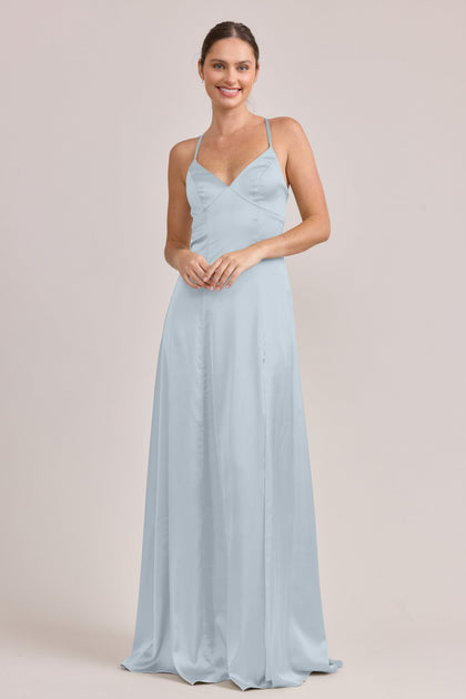 Karsyn Satin Dress | Made To Order | Sky Blue