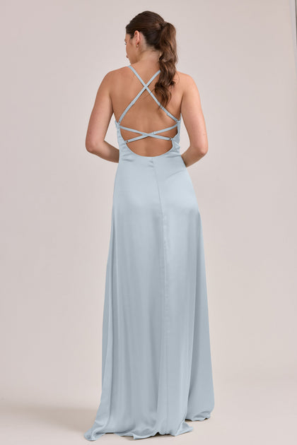 Karsyn Satin Dress | Made To Order | Sky Blue