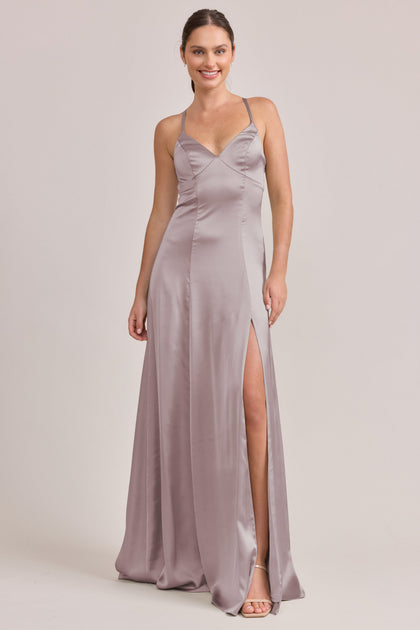 Karsyn Satin Dress | Made To Order | Taupe