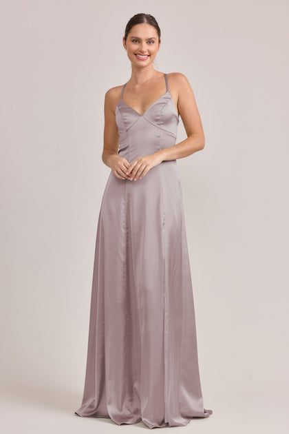 Karsyn Satin Dress | Made To Order | Taupe