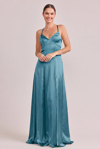 Karsyn Satin Dress | Made To Order | Turquoise