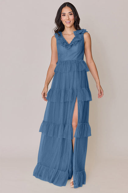 Keelie Tulle Dress | Made To Order | Dusty Blue