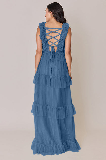 Keelie Tulle Dress | Made To Order | Dusty Blue