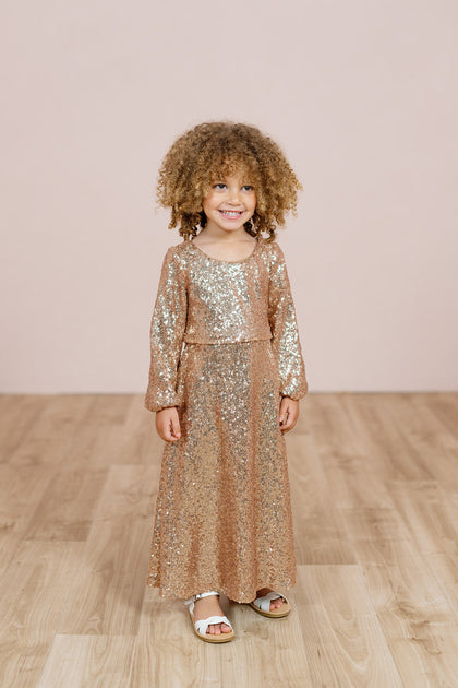 Kids Addison Sequin Dress | Made To Order | Rose Gold