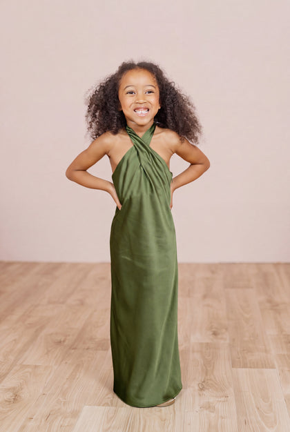 Kids Athena Satin Dress | Made To Order | Fern