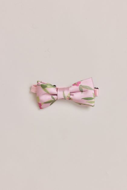 Kids Satin Floral Print Bowtie | Made To Order | Perfect Pink Meadow Blooms