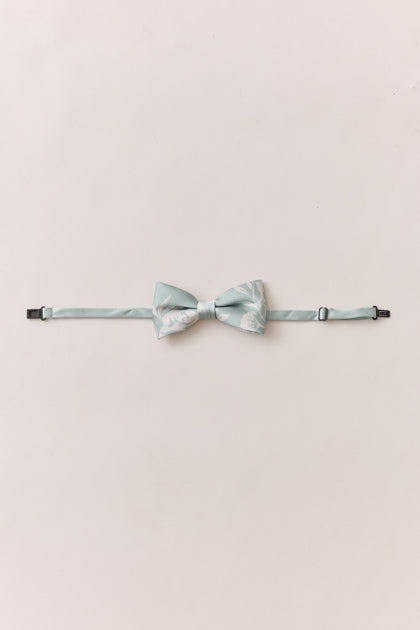 Kids Satin Floral Print Bowtie | Made To Order | Sage and Champagne Bouquet