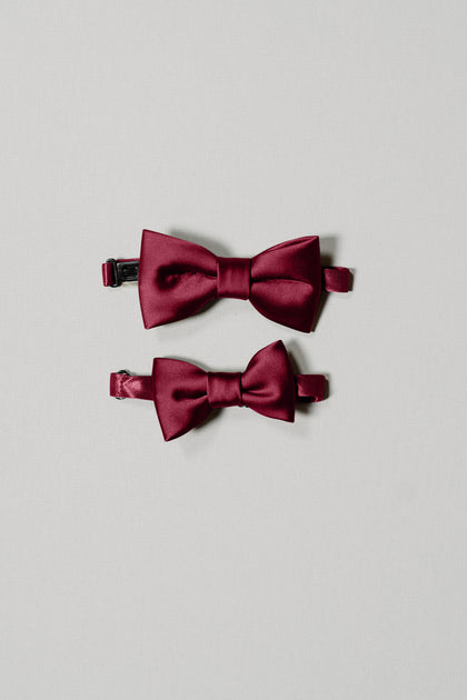Top: Kids Satin Bow Tie, Bottom: Baby Satin Bow Tie. Sold separately.