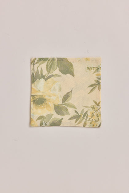 Kids Chiffon Floral Print Pocket Square | Made To Order | Pale Yellow Meadow Blooms