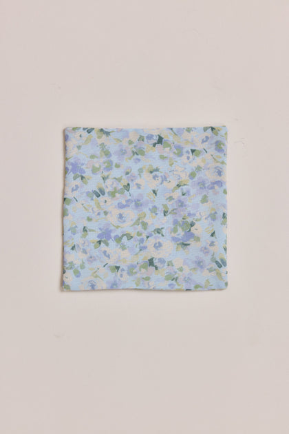 Kids Chiffon Floral Print Pocket Square | Made To Order | Sky Blue Multi Posey