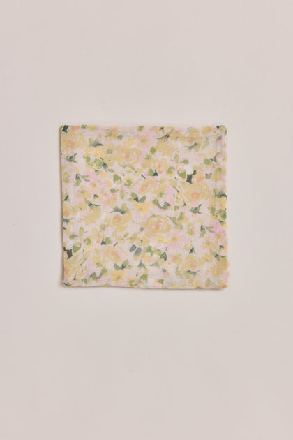 Kids Chiffon Floral Print Pocket Square | Made To Order | Yellow Posey