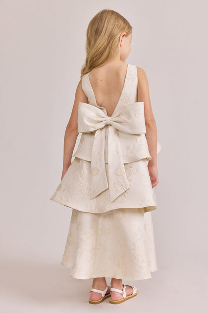 Kids Georgia Jacquard Dress | Made To Order | Champagne