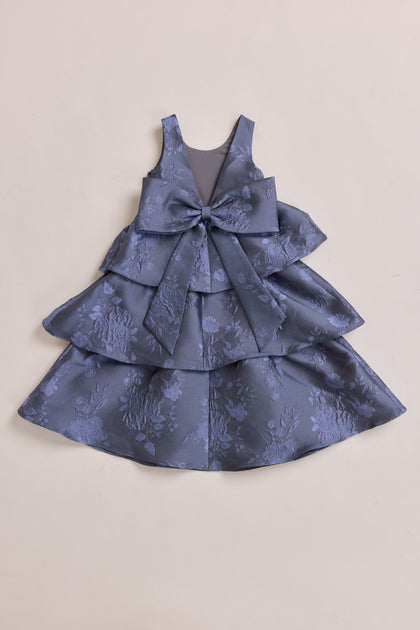 Kids Georgia Jacquard Dress | Made To Order | Indie Blue