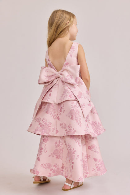 Kids Georgia Jacquard Dress | Made To Order | Pink