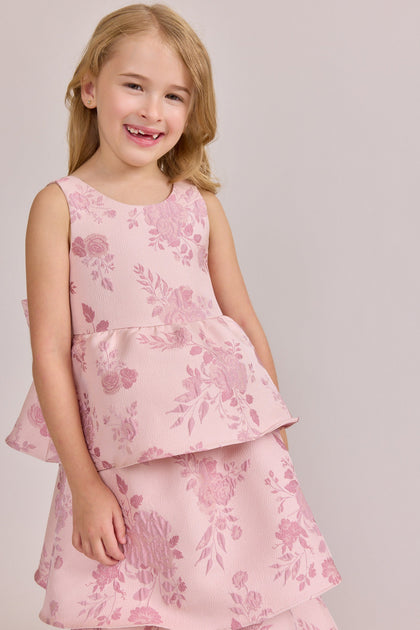Kids Georgia Jacquard Dress | Made To Order | Pink