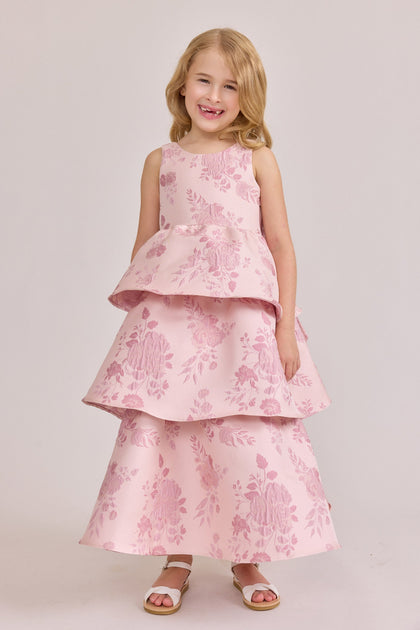 Kids Georgia Jacquard Dress | Made To Order | Pink