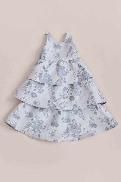 Kids Georgia Jacquard Dress | Made To Order | Sky Blue