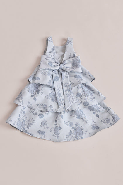 Kids Georgia Jacquard Dress | Made To Order | Sky Blue