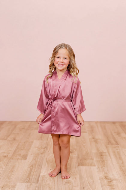 Kids Getting Ready Satin Robe | Raspberry