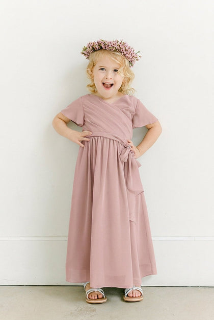 Kids Harper Chiffon Faux Wrap Dress | Made To Order | Blushing Bride