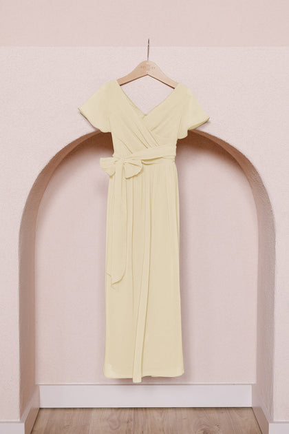 Kids Harper Chiffon Faux Wrap Dress | Made To Order | Yellow